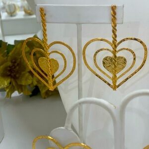 NEW DROP - Statement Jewelry - Heart Drop Bold Gold Earrings
